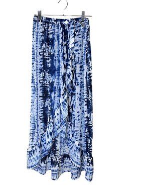 Time and Tru Faux Wrap Ruffle Tie Dye Size S Skirt High Low Maxi Skirt
